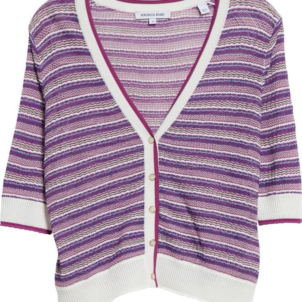 Veronica Beard Varia Mixed Stripe Cardigan